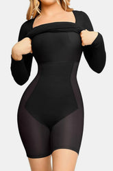 Basic Bae Full Size Built-In Shapewear Square Neck Long Sleeve Dress OutfitFlow